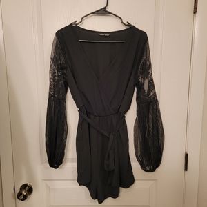 NWOT Sexy Sheer Sleeved Romper with Tie